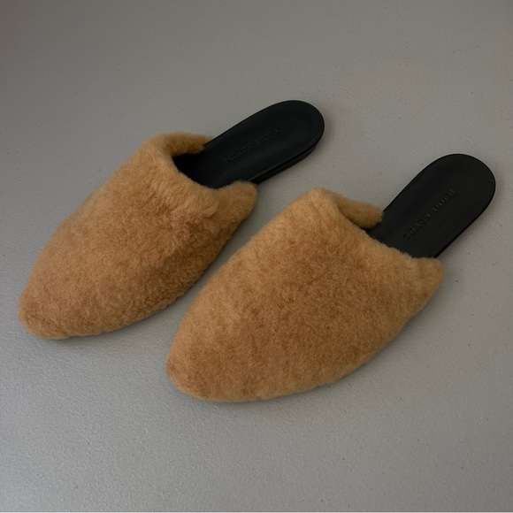 Jenni Kayne Shearling Pointed Toe Flat Mule in Natural EU40 US10 NWOB - Picture 2 of 11